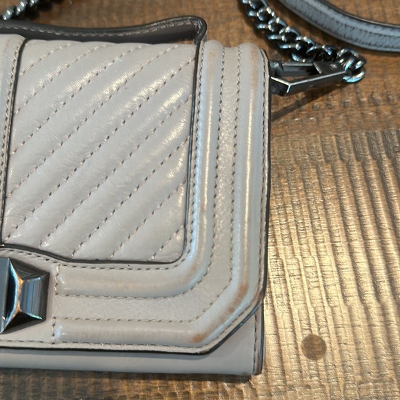 Rebecca Minkoff Small Love Leather Chevron Crossbody Bag | Grey - Picture 5 of 15